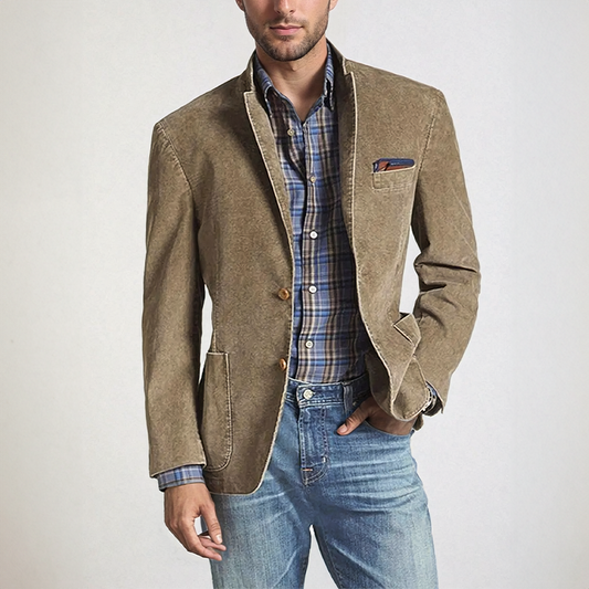 Men's Khaki Blazer – Lightweight Breathable Jacket for All-Season Wear