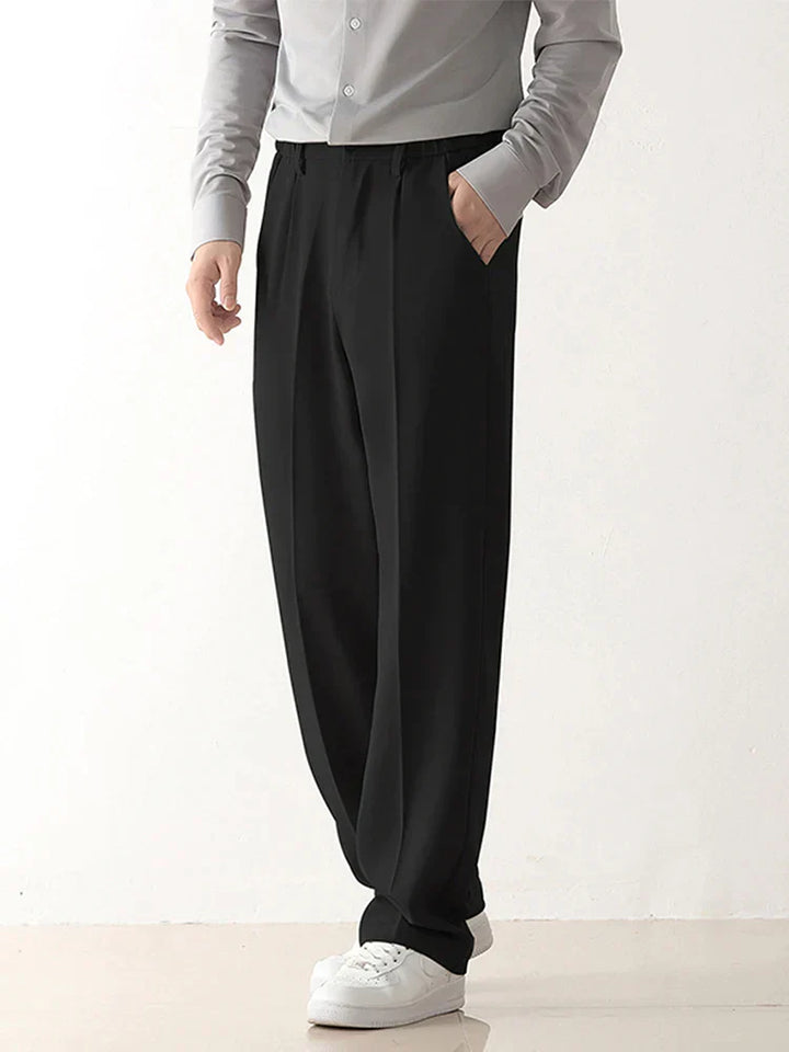 Thomas Men's Draped Formal Pants - Relaxed Fit Tailored Trousers for Business and Casual Wear